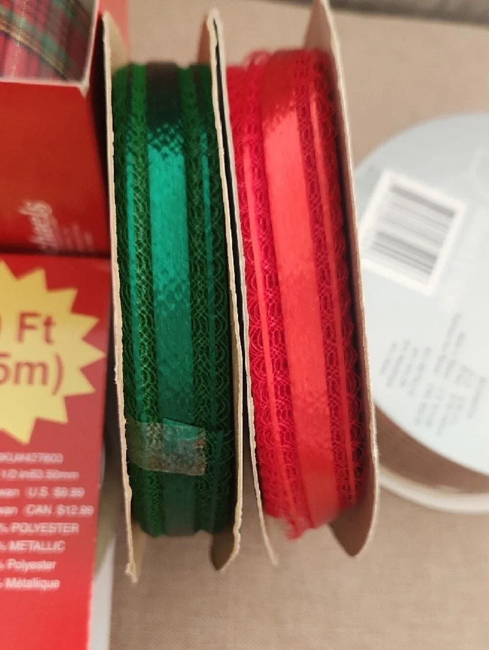 Decorette Plaid Wired Edge Ribbon - Red/Green Holiday Ribbon